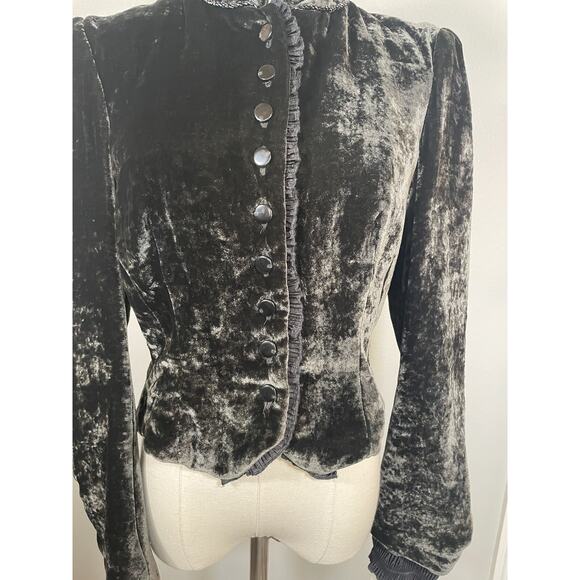 DOROTHEE SCHUMACHER Velour Lace Trimming Steampunk Jacket Victorian MED Gothic - Picture 4 of 16